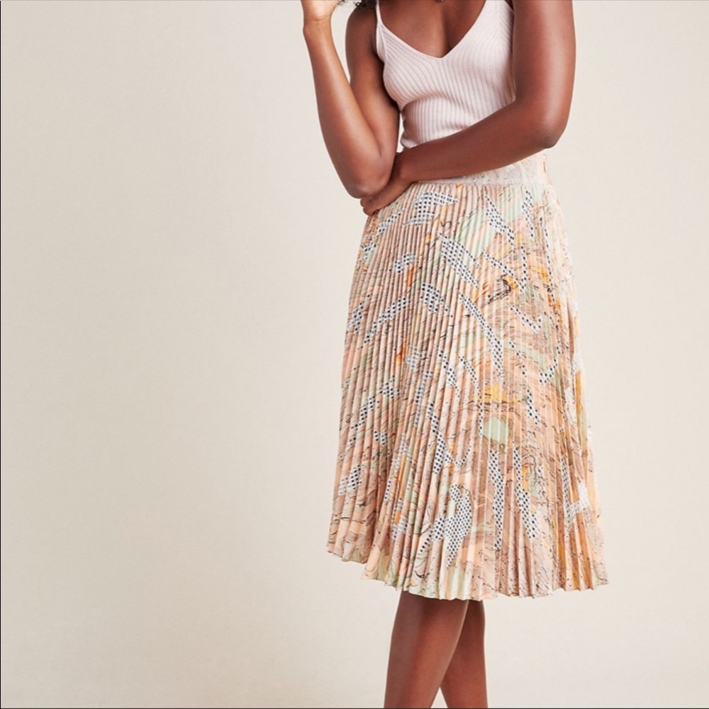 Anthropologie Geisha Designs Midi Pleated Skirt